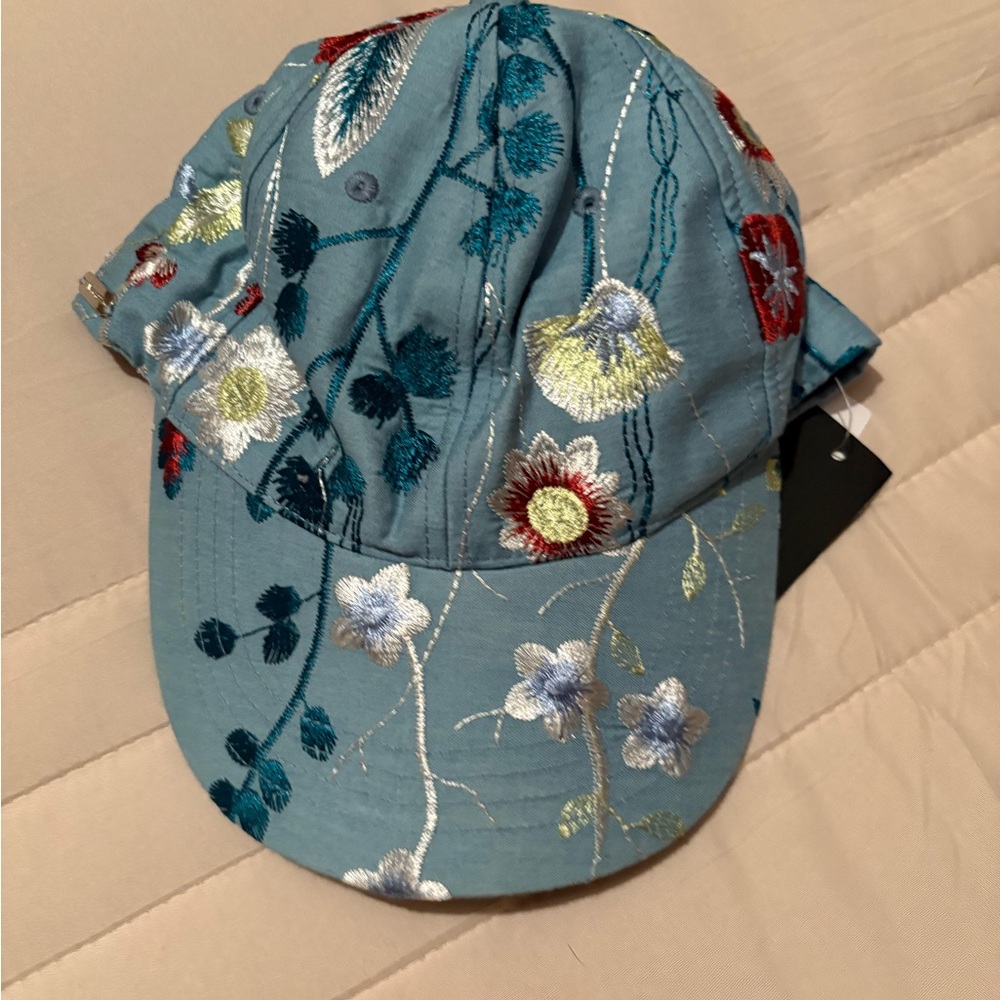 Steve Madden Blue Floral Embroidered Cap